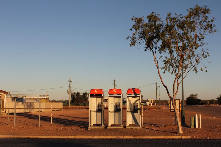 Telephone booths in Birdsville in far south-west Qld in August 2013
