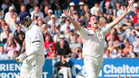 Shaun Tait celebrates after claiming his first Test wicket.