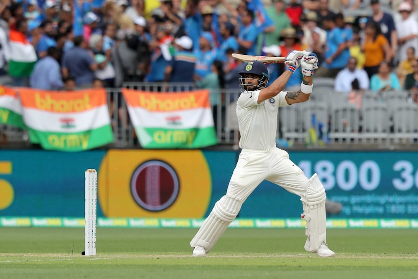 Virat Kolhi cuts hard against Australia in Perth