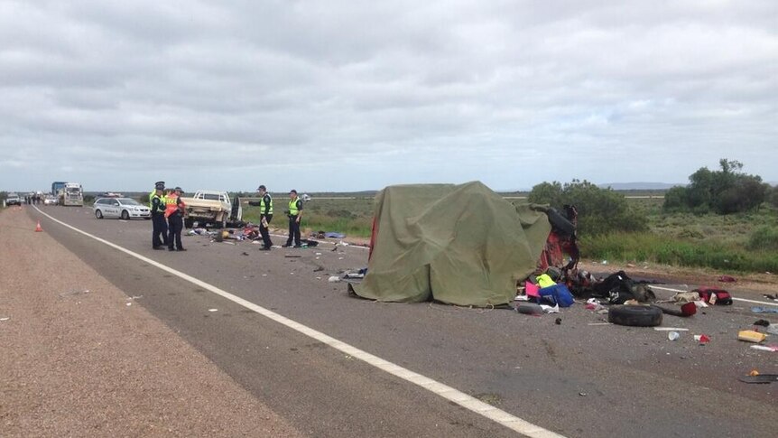 Two women died when three vehicles collided on the Augusta Highway, south of Port Augusta.