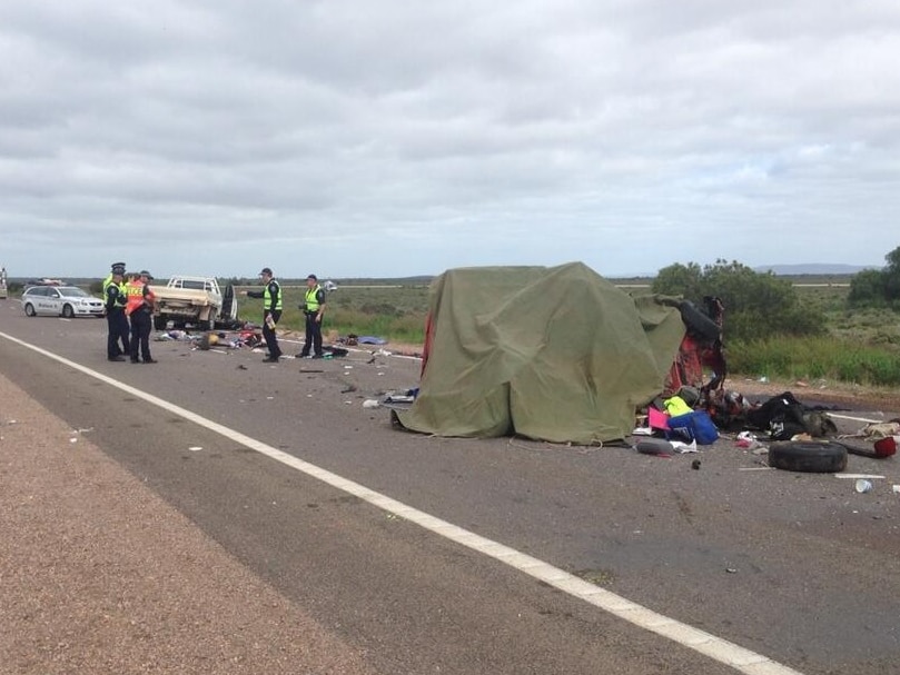 Two women died when three vehicles collided on the Augusta Highway, south of Port Augusta.