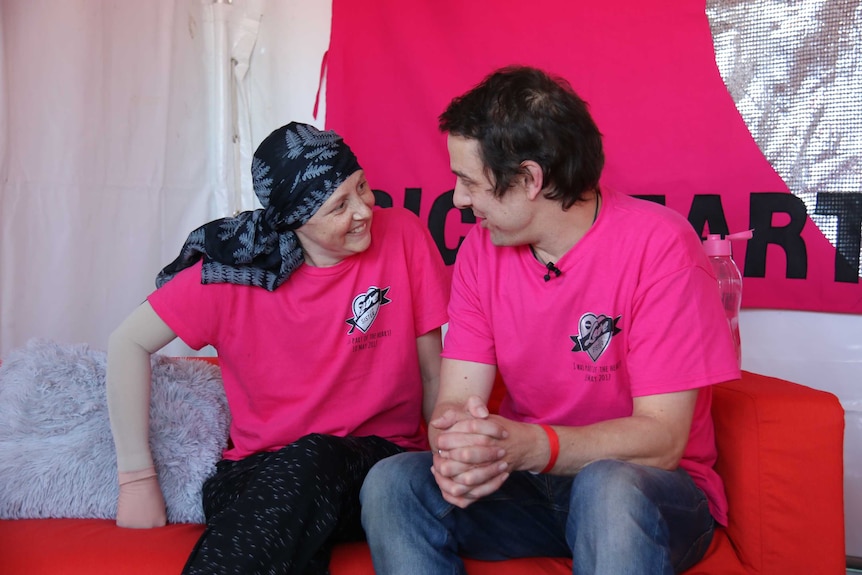 Connie Johnson and Samuel Johnson laughing together at Love Your Sister charity event in Canberra