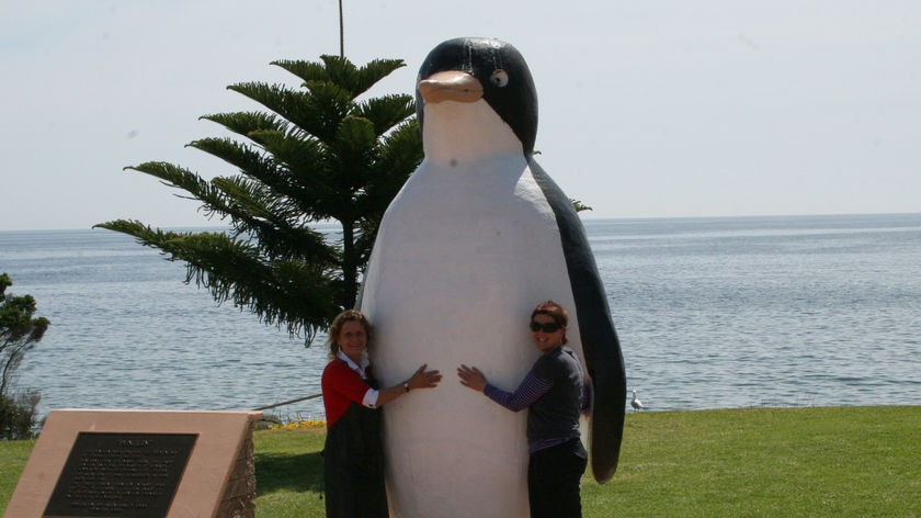 The 30-year-old big penguin at Penguin is made from asbestos cement.