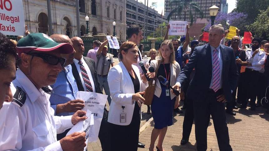 Uber protest outside Queensland Parliament