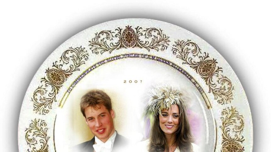 Image of Prince William and Kate Middleton adorn a plate