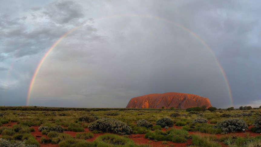 Perfect rainbow over Uluru