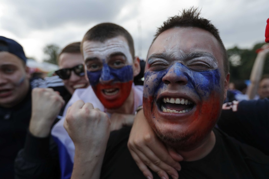 Russian fans celebrate in Moscow