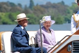 The Queen and The Duke of Edinburgh en route on Lake Burley Griffin