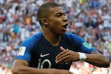 Kylian Mbappe celebrates goal for France against Argentina