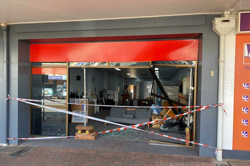 A four-wheel-drive crashed into a shopfront at Kingaroy.