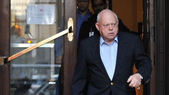 'I was terrified'...Tyre magnate Bob Jane leaves the Supreme Court in Melbourne.