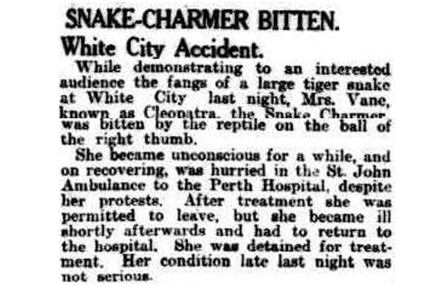 The West Australian - Snake-charmer bitten Friday 13 January 1928, page 18