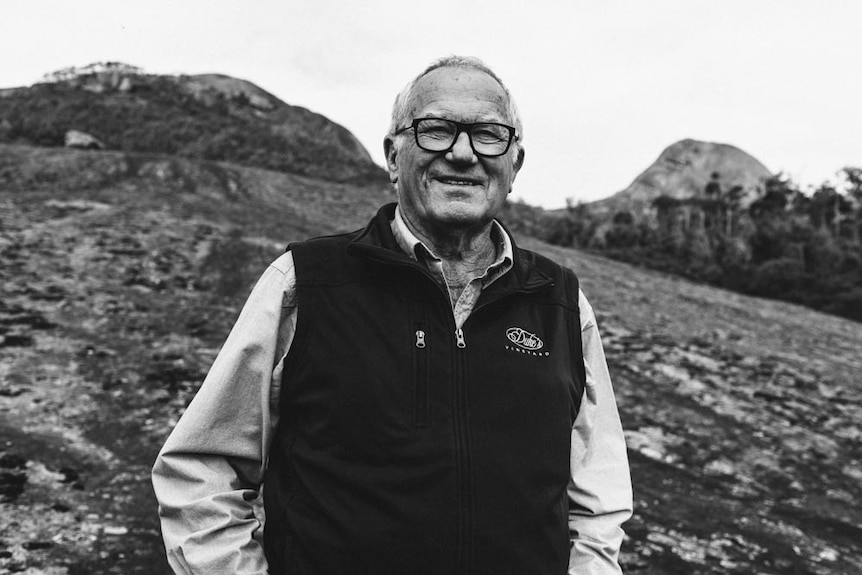 A black and white photo of duke ranson in front of porongurups