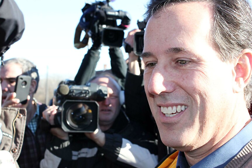 Rick Santorum campaigns in Polk City on the eve of the 2012 Iowa caucuses.