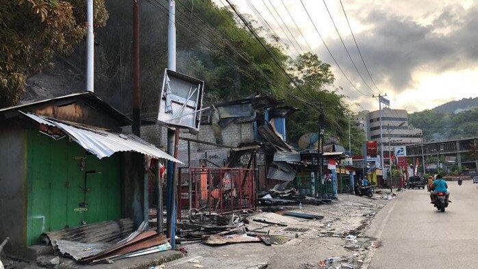 Kondisi di Jayapura pasca aksi pembakaran.