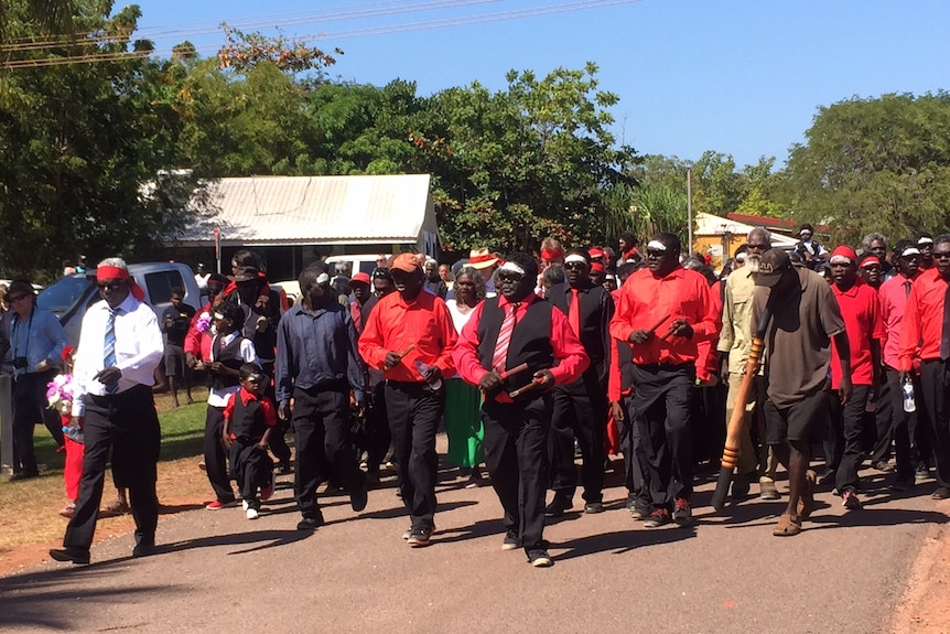 Memorial service for land rights pioneer, Mr Wunungmurra in Yirrkala
