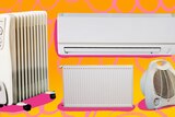 A collage image of different types of heaters.