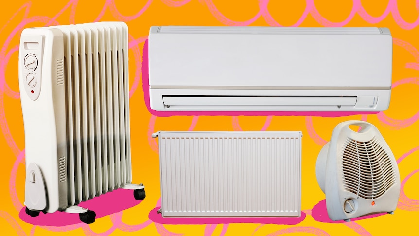 A collage image of different types of heaters.