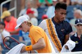 Canadians Denis Shapovalov, left, and  Felix Auger-Aliassime were opponents in the first round at the US Open.