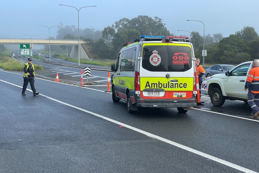 Ambulance on a highway.