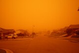 A dust storm covers the suburban streets of Singleton in the New South Wales Hunter Valley