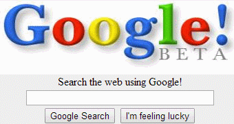 The Google search page as it appeared in its 1998 beta phase