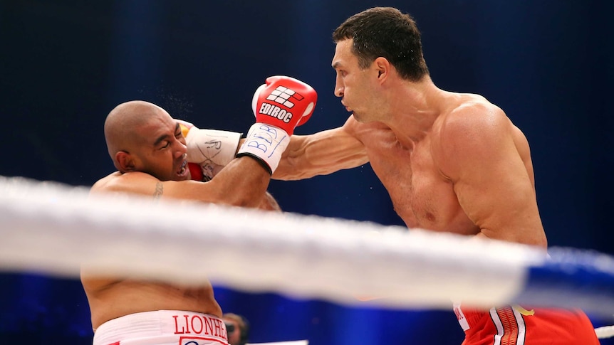 Klitschko lands a punch on Leapai