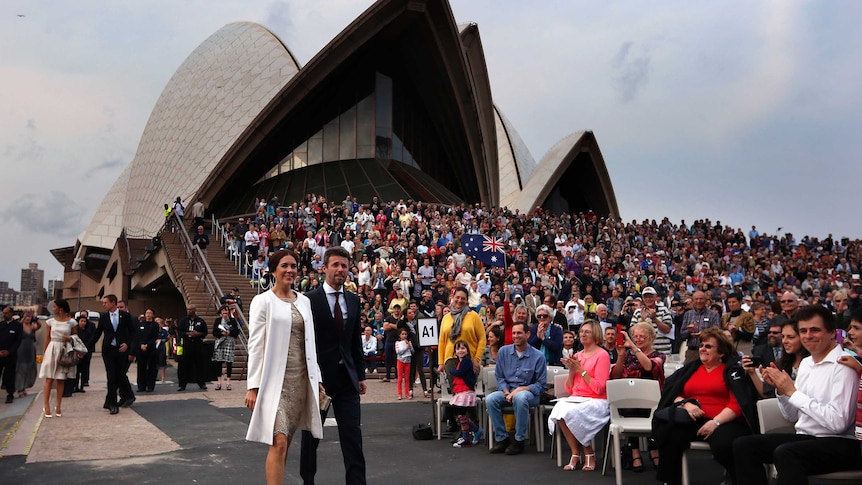 Prince Frederik and Princess Mary of Denmark arrive at the 40th Anniversary Gala Concert for the Sydney Opera House.