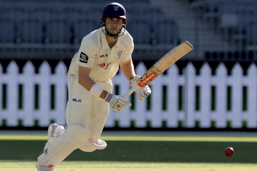 Kurtis Patterson looks to take a run after playing a delivery into the on side.