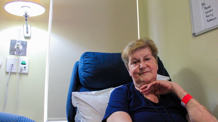 old woman in hospital chair