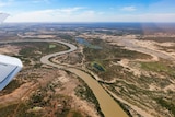 An aerial view of many winding rivers in outback Queensland