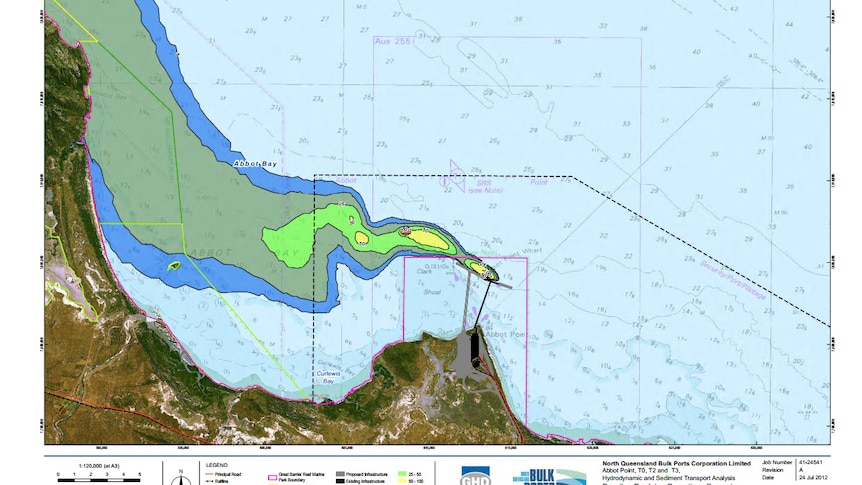 One of the examples raised by AIMS reviewers showing the dredging plume extending beyond the modelled area.