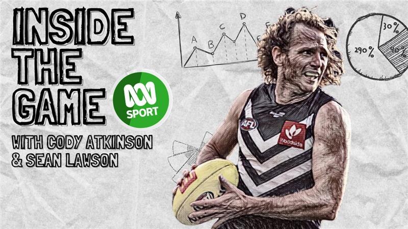 An image with representations of graphs and charts, and an image of Fremantle AFL player David Mundy.