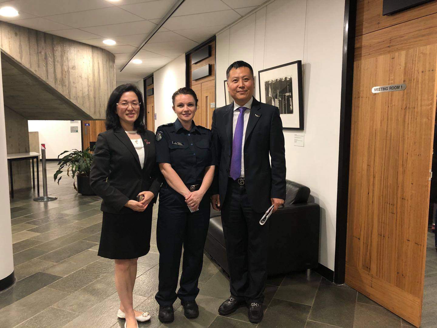 Gladys Liu and Haha Liu pictured at a meeting with Victoria Police.