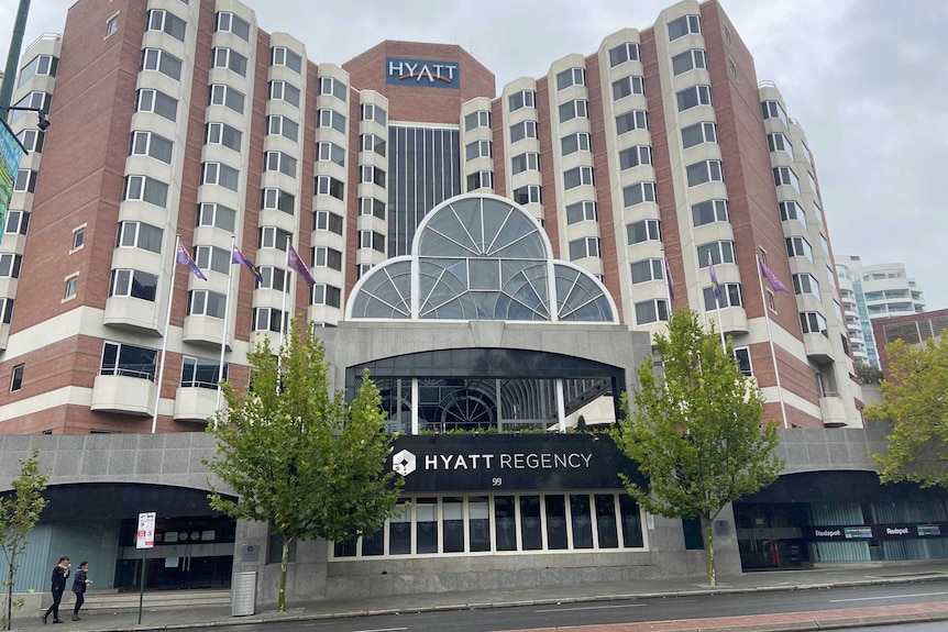 The front of the Hyatt Regency Perth building.