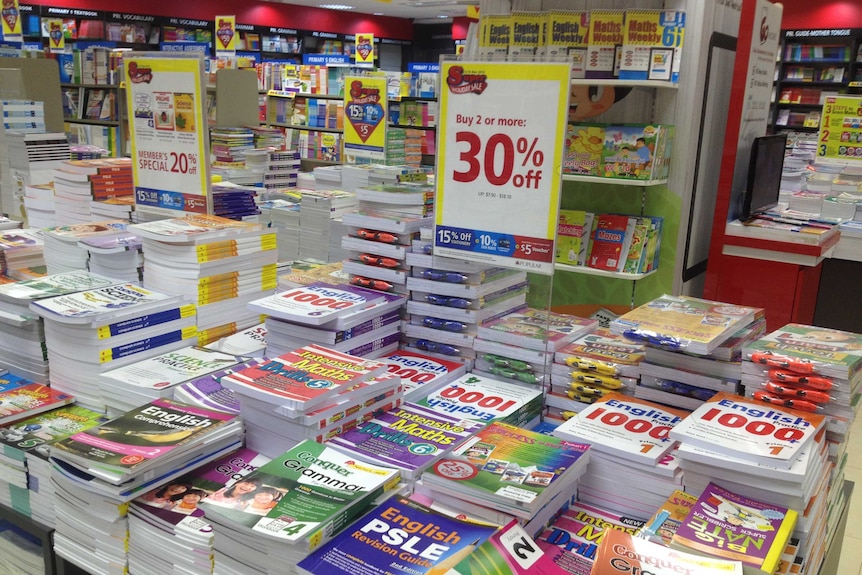 Books in a book store.