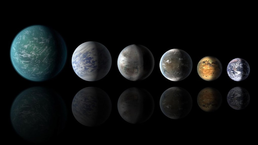 An artist impression of what some of the water worlds in our galaxy look like