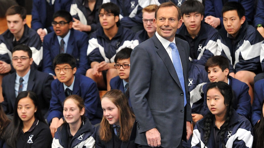 Tony Abbott visits St Andrews Christian College in Melbourne