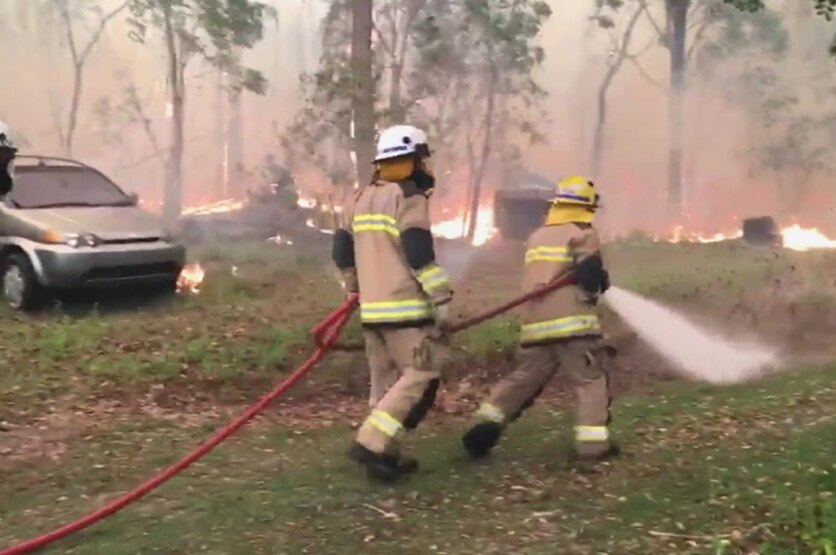 Firefighters on the front line of a bushfire