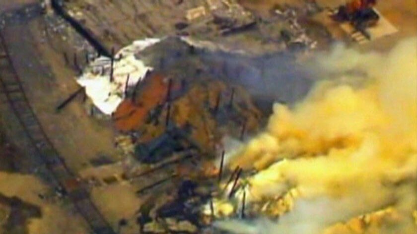 TV still of chemical fire in Texas