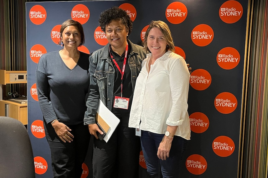 Three women in a radio studio