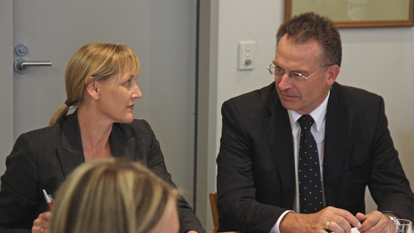 Changing landscape: Greens leader Meredith Hunter and Chief Minister Jon Stanhope in the Legislative Assembly.