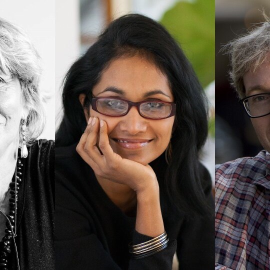 Author headshots left to right: julie janson, shankari chandran, stuart turton