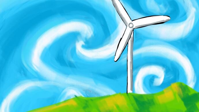 Drawn wind turbine