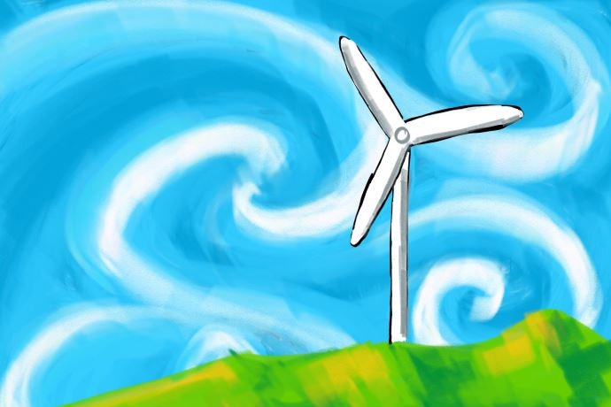 Drawn wind turbine
