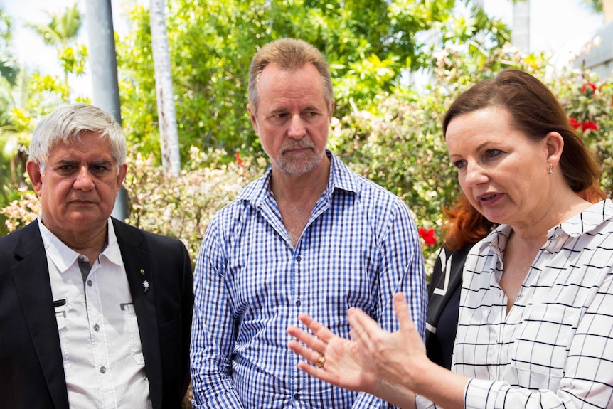 Ministers Ken Wyatt, Nigel Scullion and Sussan Ley in Broome for the suicide prevention roundtable.