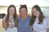 Natasha Johnson and daughters in Byron Bay