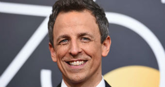 First-time host Seth Meyers arrives at the 75th annual Golden Globes Awars.