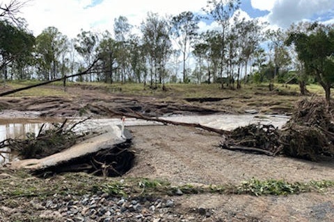 A bridge washed away