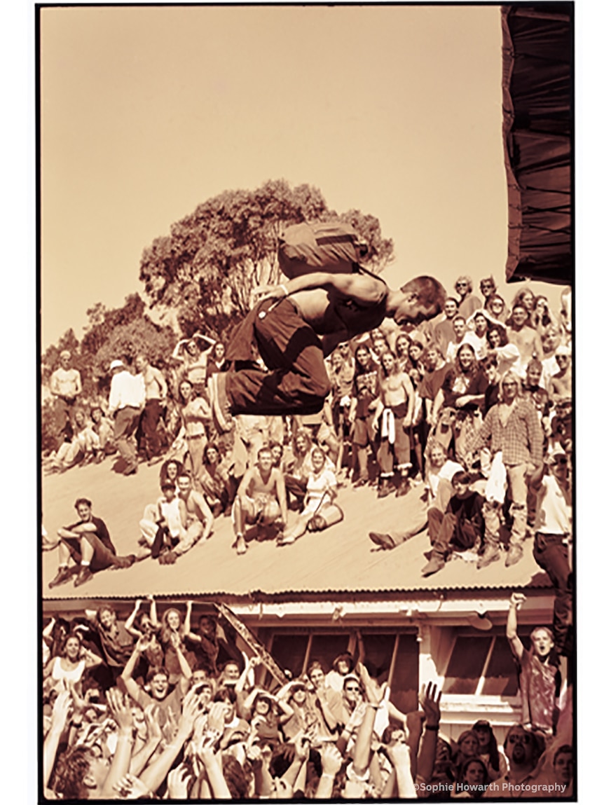 image of a man somersaulting at the big day out in 1995